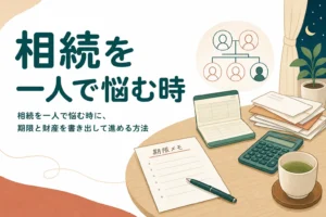 相続のことを誰にも相談できず一人で悩んでいる時の進め方を紹介する記事のアイキャッチ