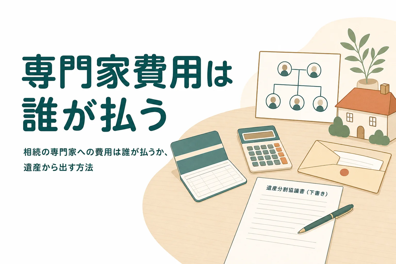 相続の専門家への費用を誰が払うか、遺産から出す方法を紹介する記事のアイキャッチ