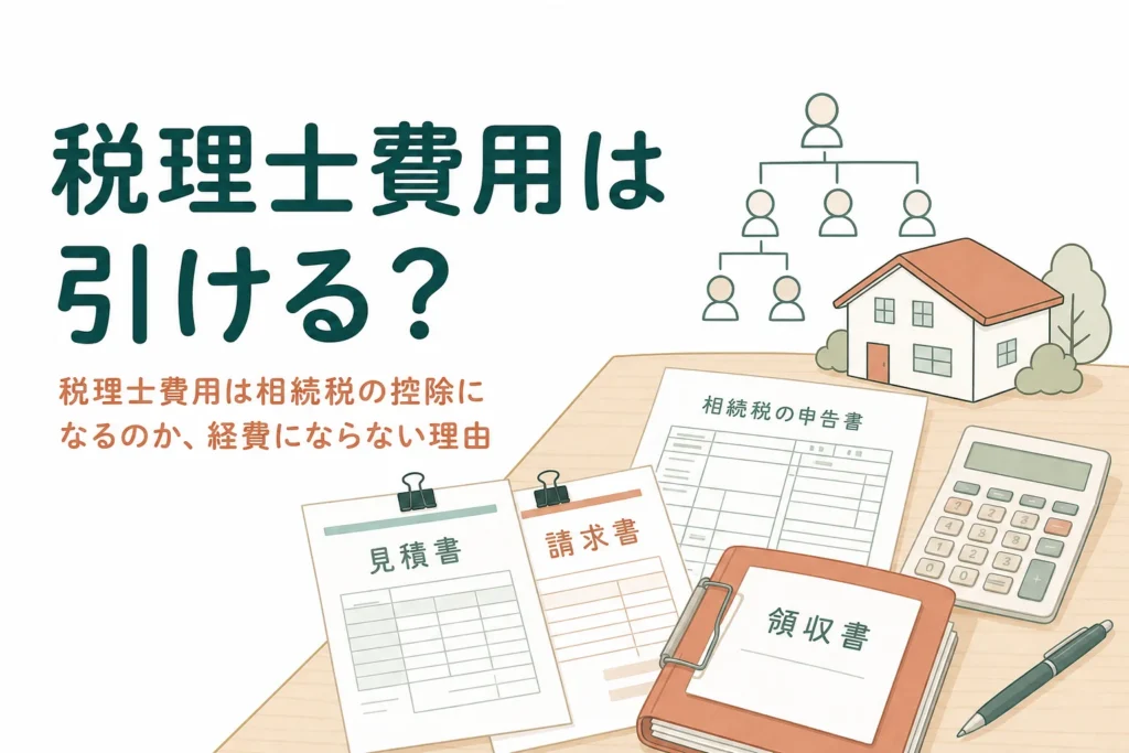 税理士費用が相続税の計算で控除できるかと、経費にならない理由を紹介する記事のアイキャッチ