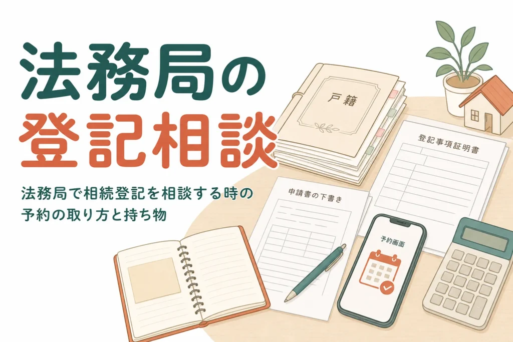 法務局の登記相談で相続登記について聞けることと予約・持ち物を紹介する記事のアイキャッチ
