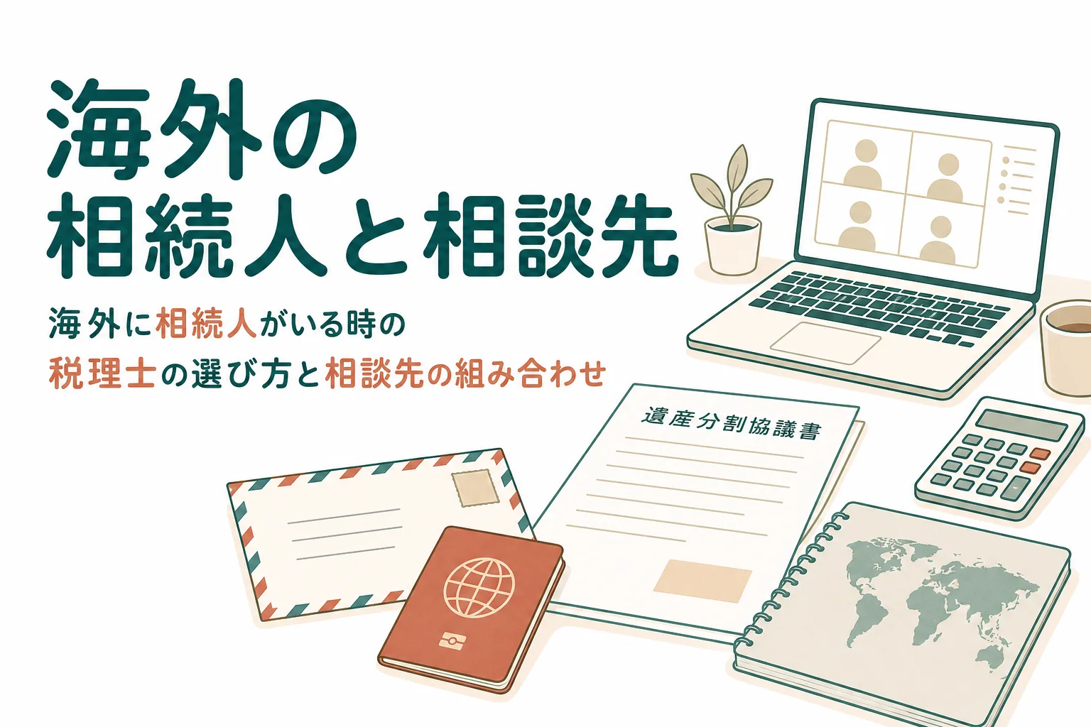 海外在住の相続人がいる時に税理士など相談先を選ぶポイントを紹介する記事のアイキャッチ