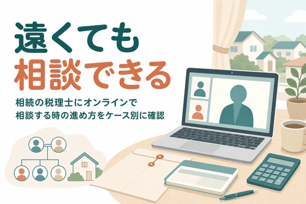 遠方に住んでいても相続の税理士にオンラインで相談する方法を解説する記事のアイキャッチ