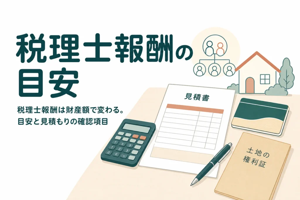財産額ごとの相続税の税理士報酬の目安と見積もりの確認項目を解説する記事のアイキャッチ