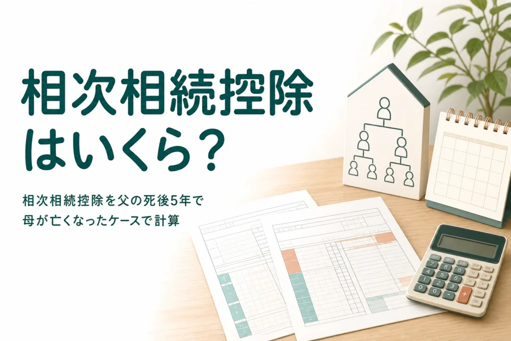 父の死後5年で母が亡くなったケースで相次相続控除を計算する記事のアイキャッチ
