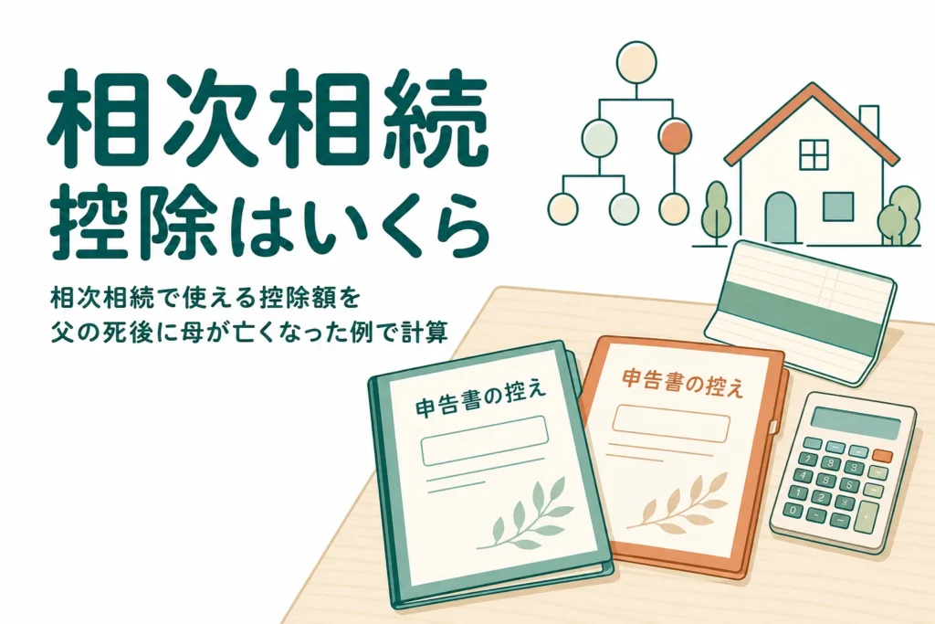 相次相続控除の額を、父の死後10年以内に母が亡くなったケースで計算する記事のアイキャッチ
