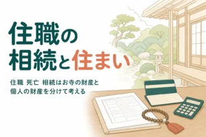 お寺の住職が亡くなった時の家族の住まいと財産の相続を解説する記事のアイキャッチ
