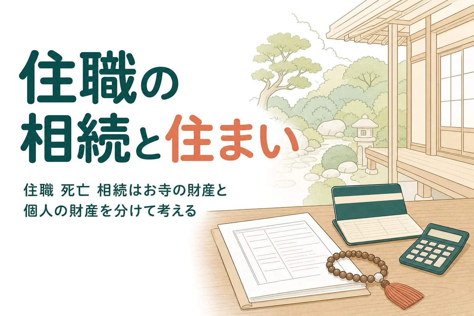 お寺の住職が亡くなった時の家族の住まいと財産の相続を解説する記事のアイキャッチ