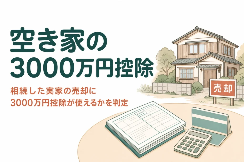 相続した実家を売る時に空き家の3000万円控除が使えるかを判定する記事のアイキャッチ