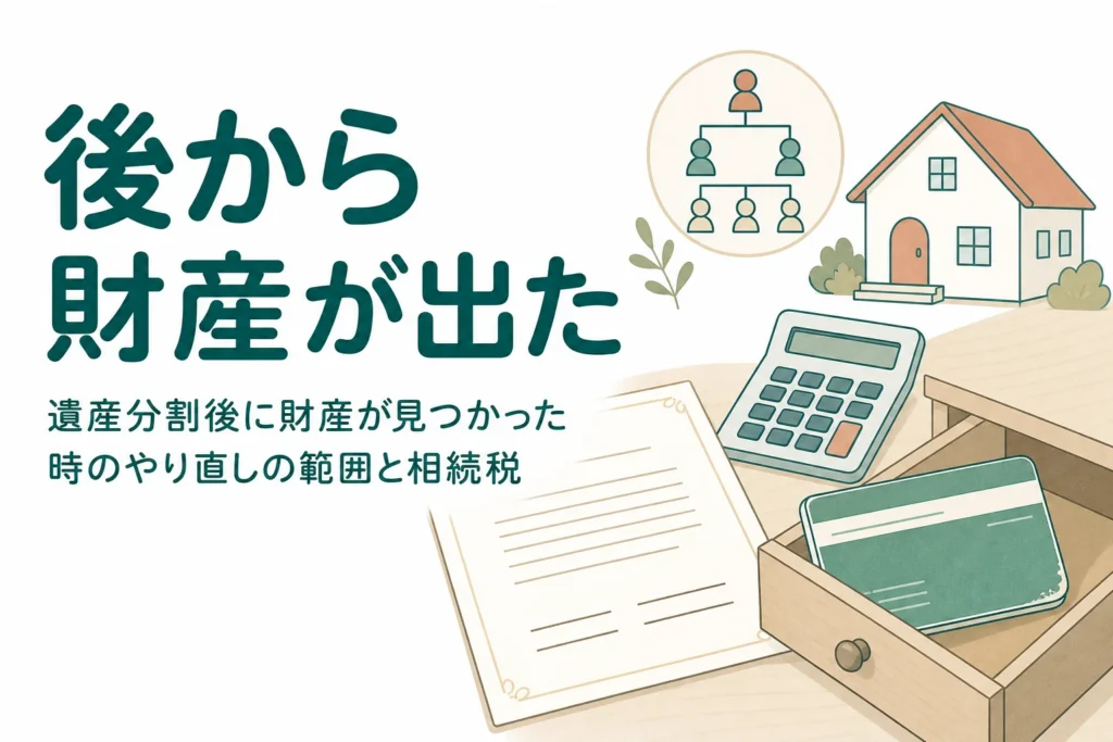 遺産分割が終わった後に財産が見つかった時の対応をケース別に解説する記事のアイキャッチ