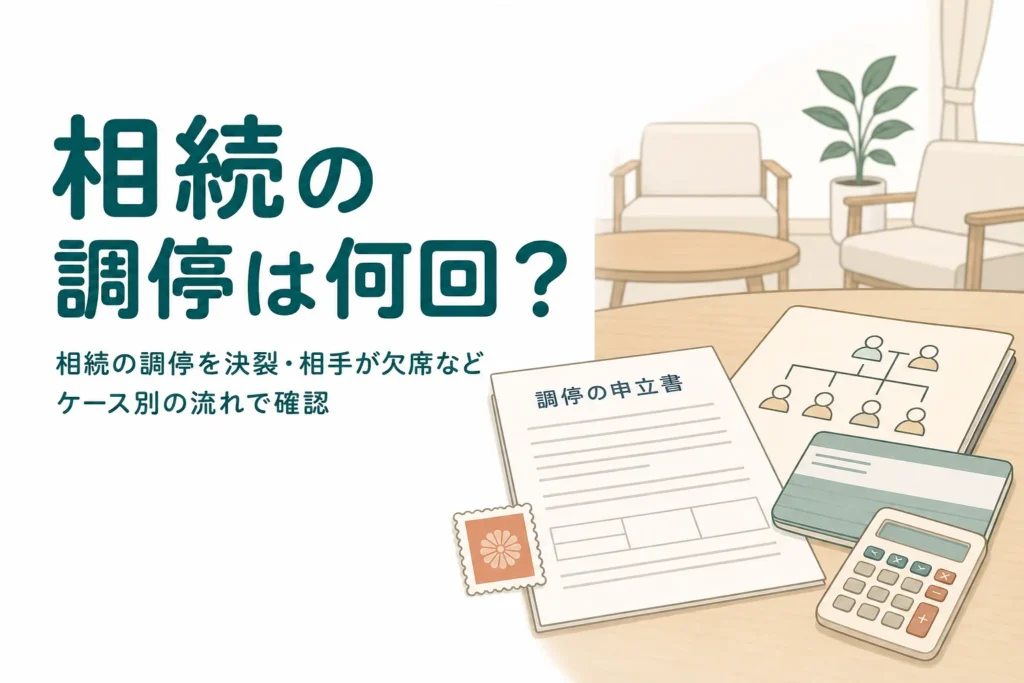 相続の調停が何回で終わるかを、決裂や相手の欠席などケース別の流れで確認する記事のアイキャッチ