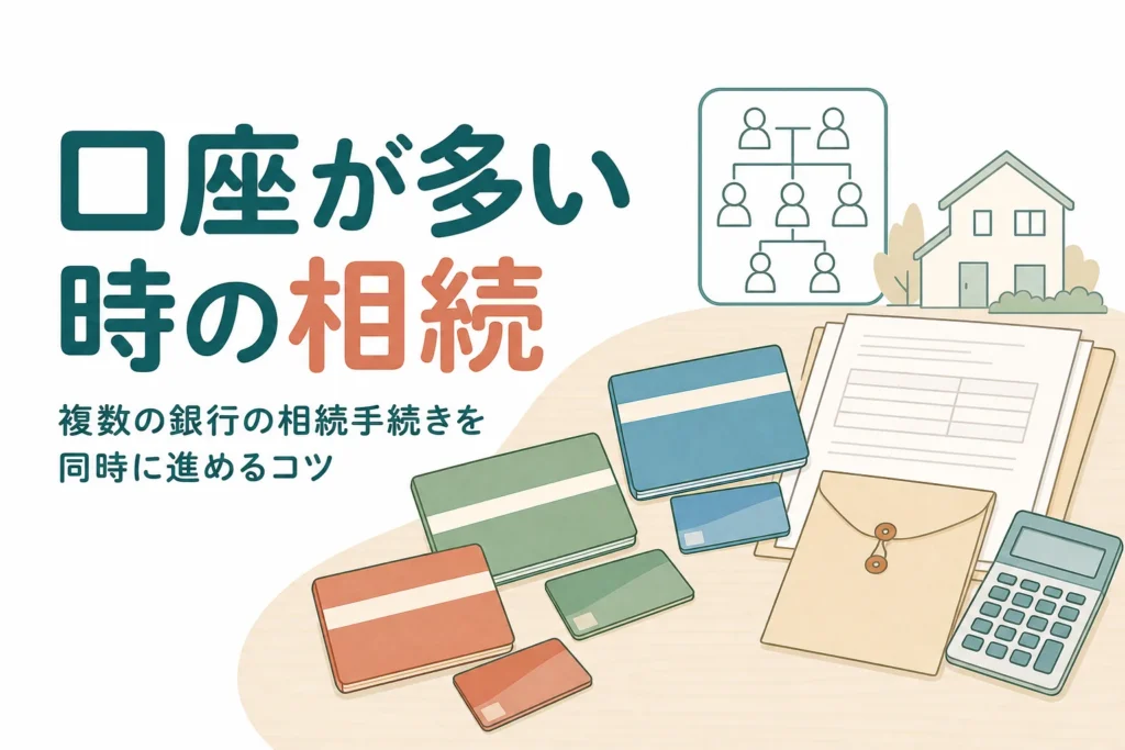 複数の銀行に口座がある時の相続手続きを効率よく進める方法を解説する記事のアイキャッチ