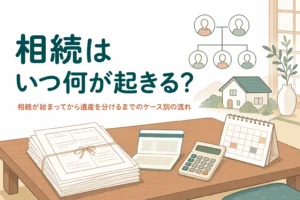 相続が始まってから遺産を分けるまでの流れをケース別に解説する記事のアイキャッチ
