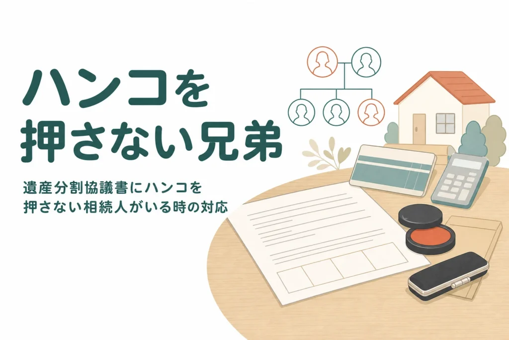 遺産分割協議書にハンコを押してくれない相続人がいる時の対応を解説する記事のアイキャッチ