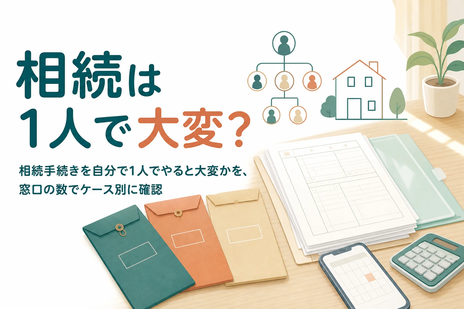 相続手続きを自分で1人でやる時の手間をケース別に確認する記事のアイキャッチ