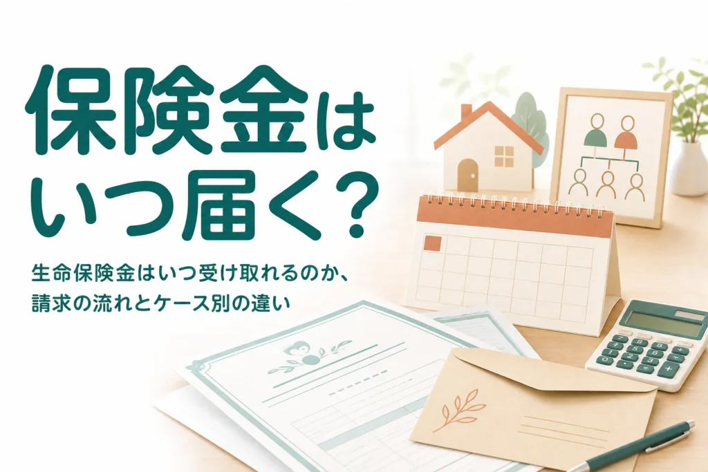 生命保険金を死亡後いつ受け取れるかと請求の流れを解説する記事のアイキャッチ