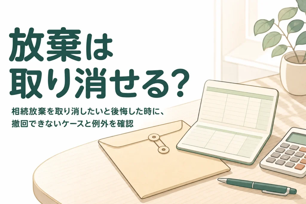 相続放棄を取り消したいと後悔した時に、撤回できないケースと例外を確認する記事のアイキャッチ
