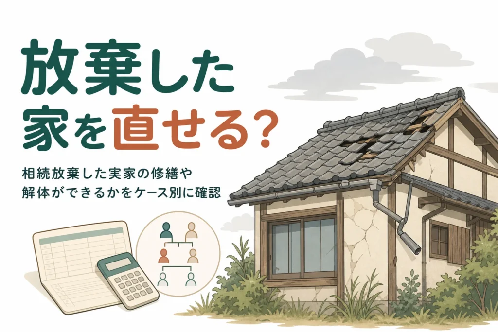 相続放棄した実家の修繕や解体を家族がしていいかをケース別に確認する記事のアイキャッチ