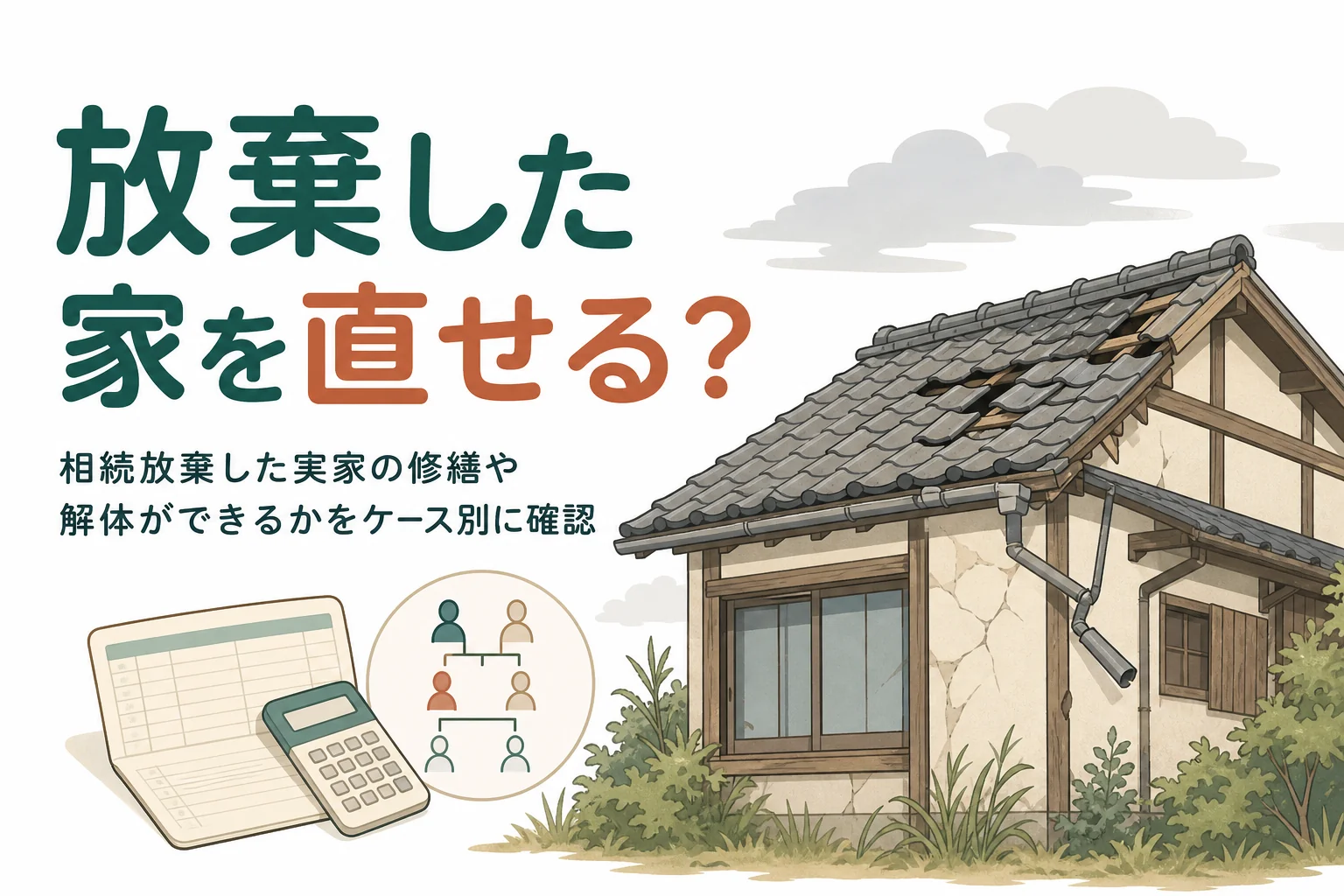 相続放棄した実家の修繕や解体を家族がしていいかをケース別に確認する記事のアイキャッチ