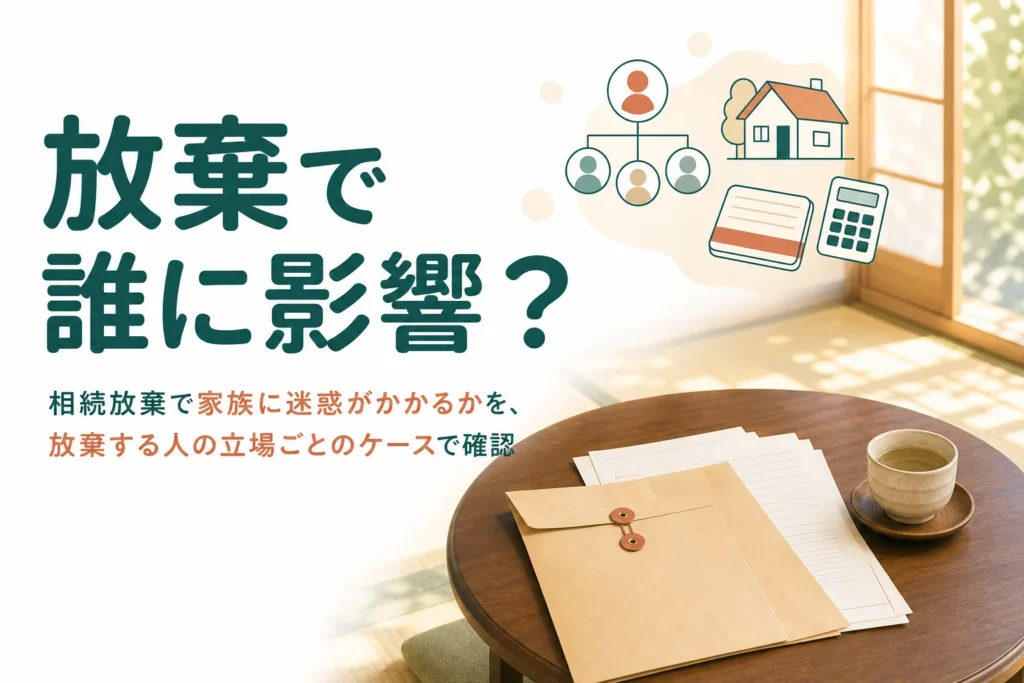 相続放棄で家族に迷惑がかかるかを、放棄する人の立場ごとのケースで確認する記事のアイキャッチ
