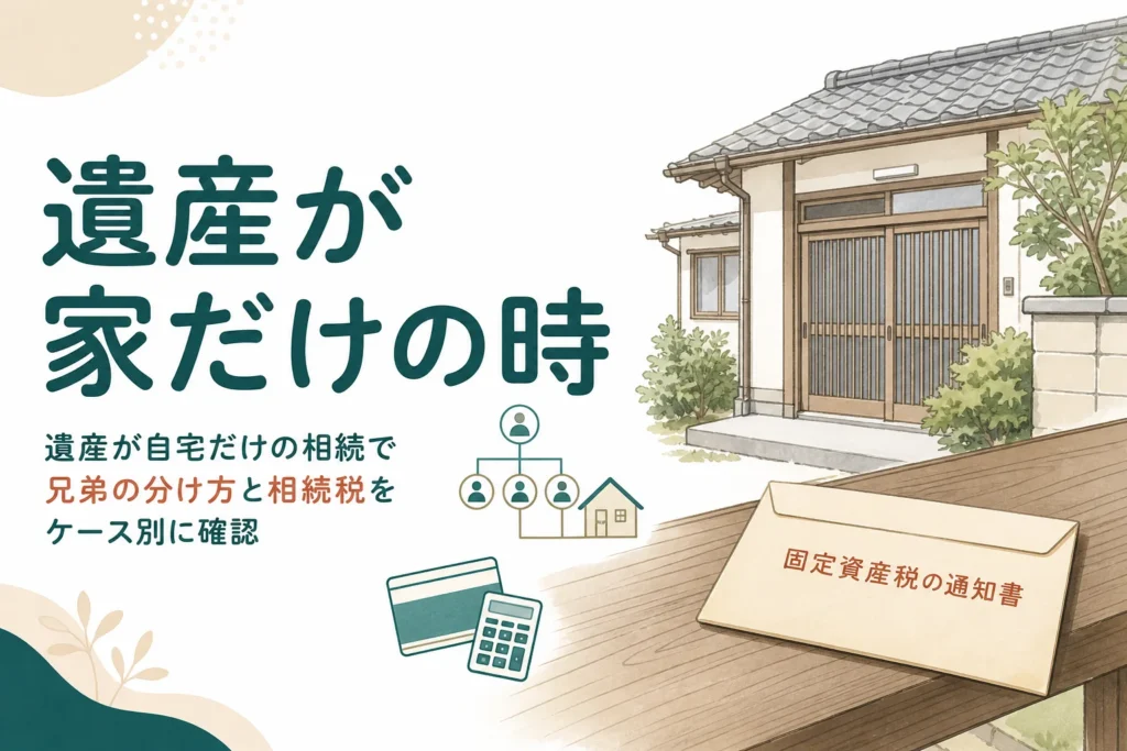 遺産が自宅だけの時の分け方と相続税をケース別に確認する記事のアイキャッチ