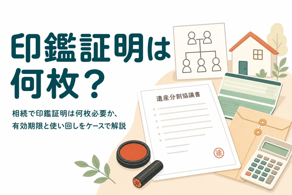 相続手続きで印鑑証明が何枚必要かをケース別に解説する記事のアイキャッチ