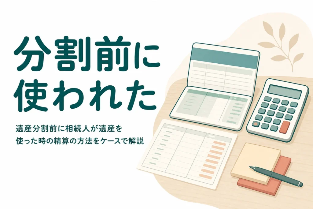 遺産分割の前に相続人が遺産を使ってしまった時の精算方法を解説する記事のアイキャッチ