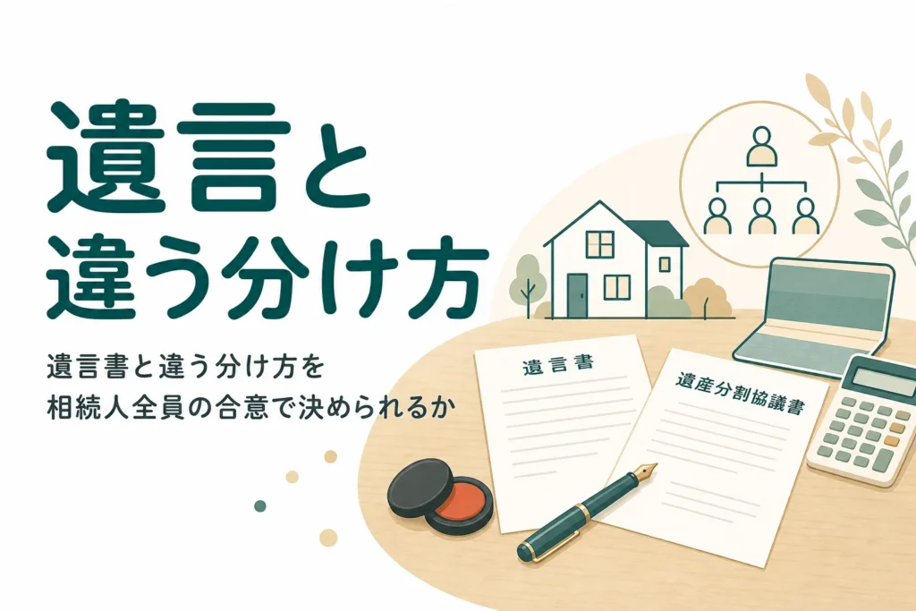 遺言書と違う分け方を相続人全員で決められるかを解説する記事のアイキャッチ