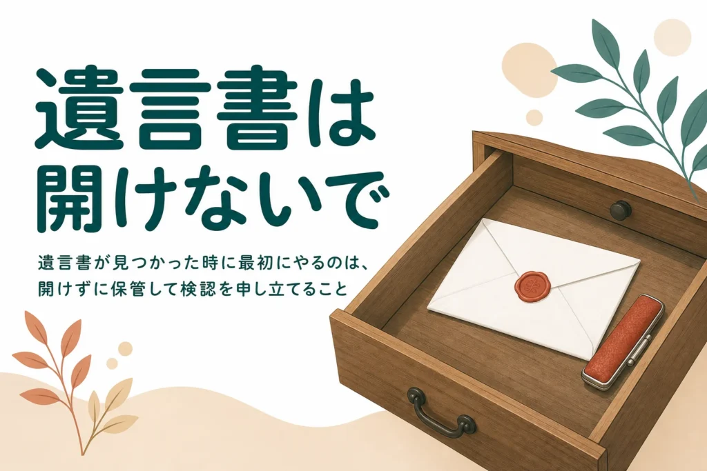 親の遺言書が見つかった時に最初にやることを解説する記事のアイキャッチ