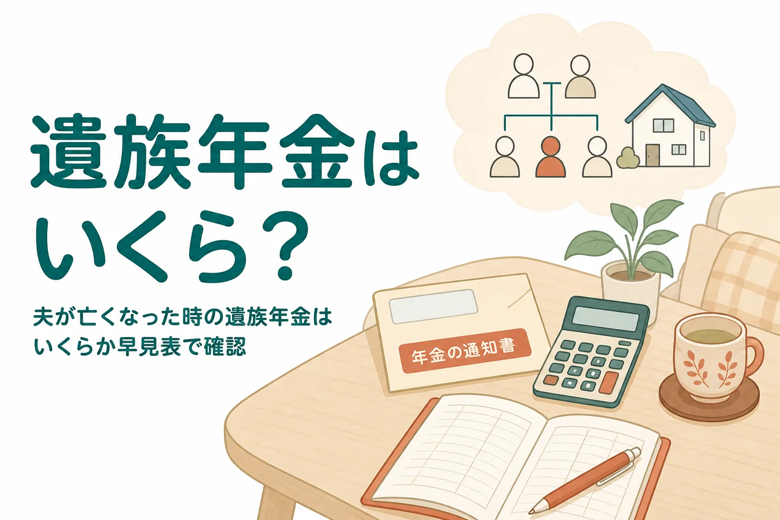 夫が亡くなった時に受け取れる遺族年金の金額を早見表で解説する記事のアイキャッチ