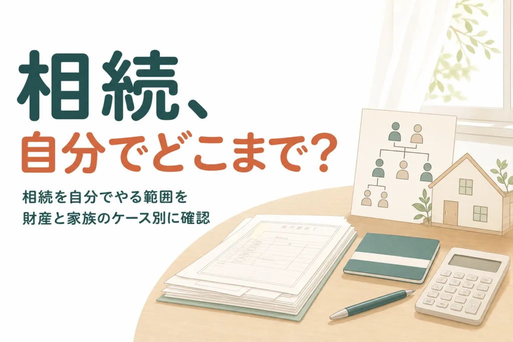 相続を自分でやる範囲を財産と家族のケース別に確認する記事のアイキャッチ