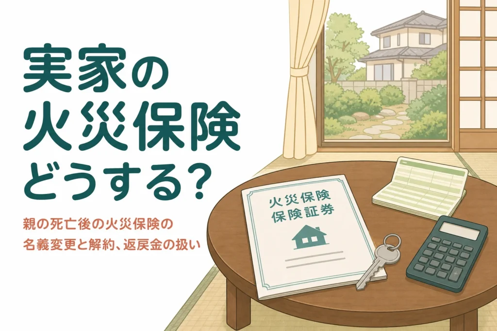 亡くなった親の火災保険の名義変更と解約、返戻金の扱いを解説する記事のアイキャッチ