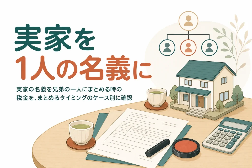 実家の名義を兄弟の1人にまとめる時の税金とトラブル予防を、ケース別に確かめる記事のアイキャッチ