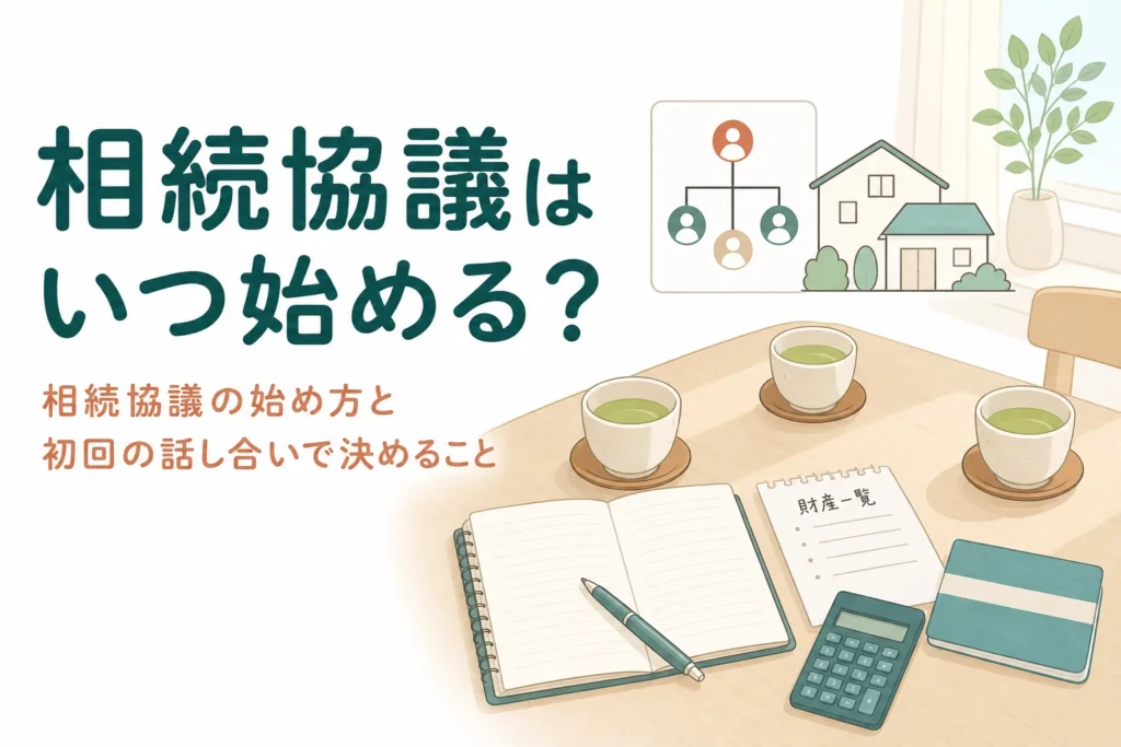 相続協議を始める時期と、初回の話し合いで決める議題をケース別に解説する記事のアイキャッチ