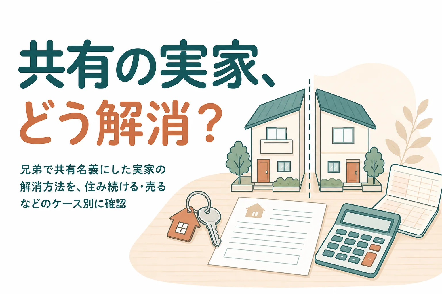 兄弟で共有名義にした実家を解消する3つの方法と費用を、ケース別に確かめる記事のアイキャッチ