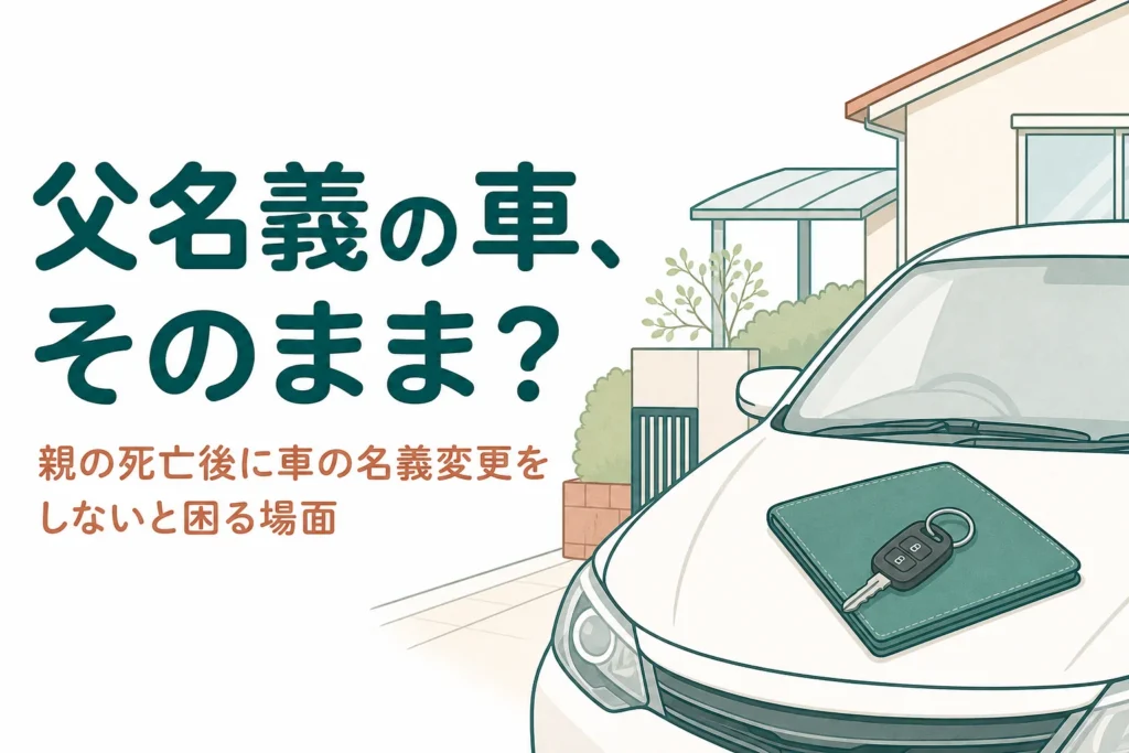 亡くなった親の車を名義変更せずに乗り続けた時の困りごとを解説する記事のアイキャッチ