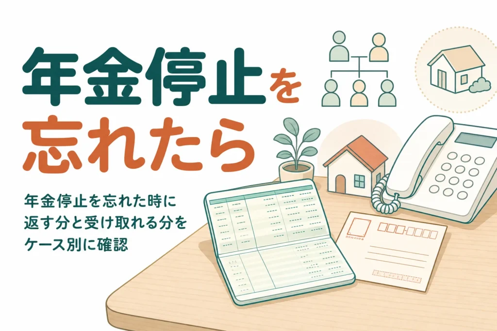 親の年金停止の手続きを忘れて年金が振り込まれ続けた時の対処を解説する記事のアイキャッチ