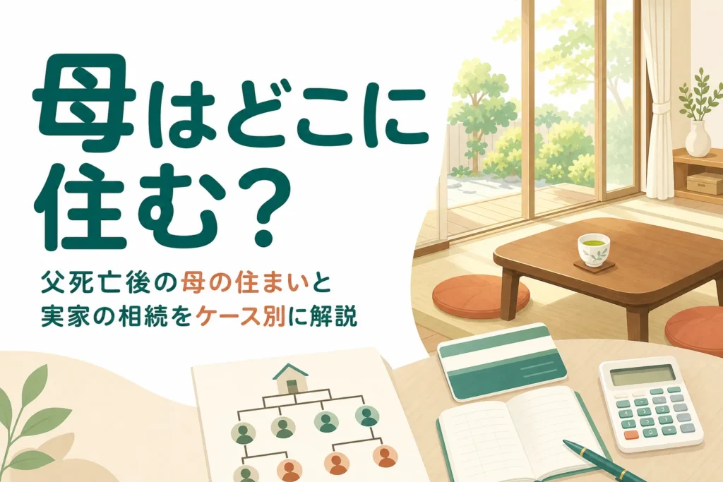 父が亡くなった後に母が実家に住み続けられるかと、自宅の相続の考え方を解説する記事のアイキャッチ