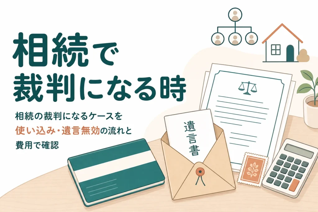 相続で裁判になるケースを使い込みや遺言無効などの争い別に流れと費用で確認する記事のアイキャッチ