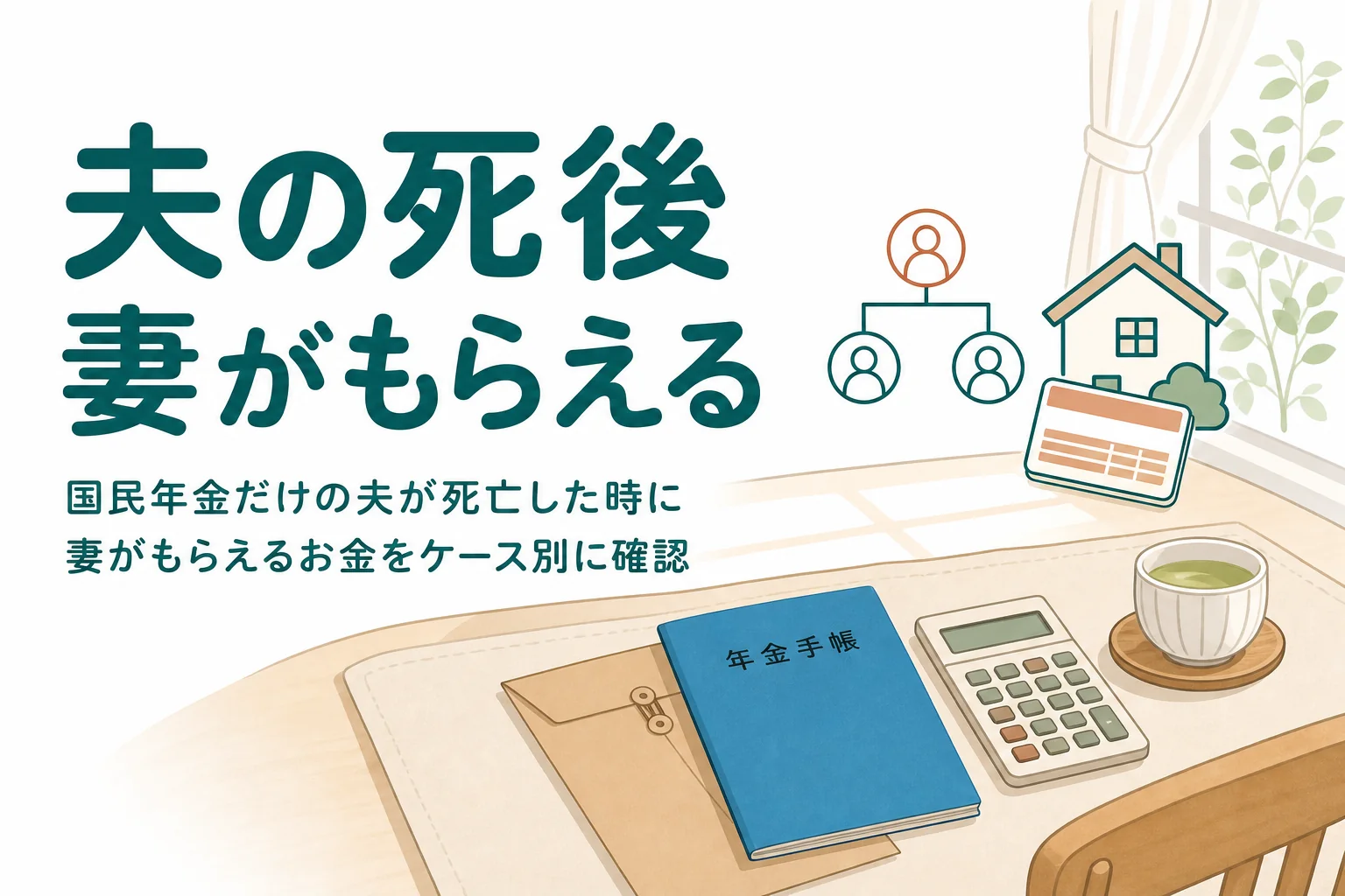 国民年金だけの夫が亡くなった時に妻がもらえるお金を解説する記事のアイキャッチ
