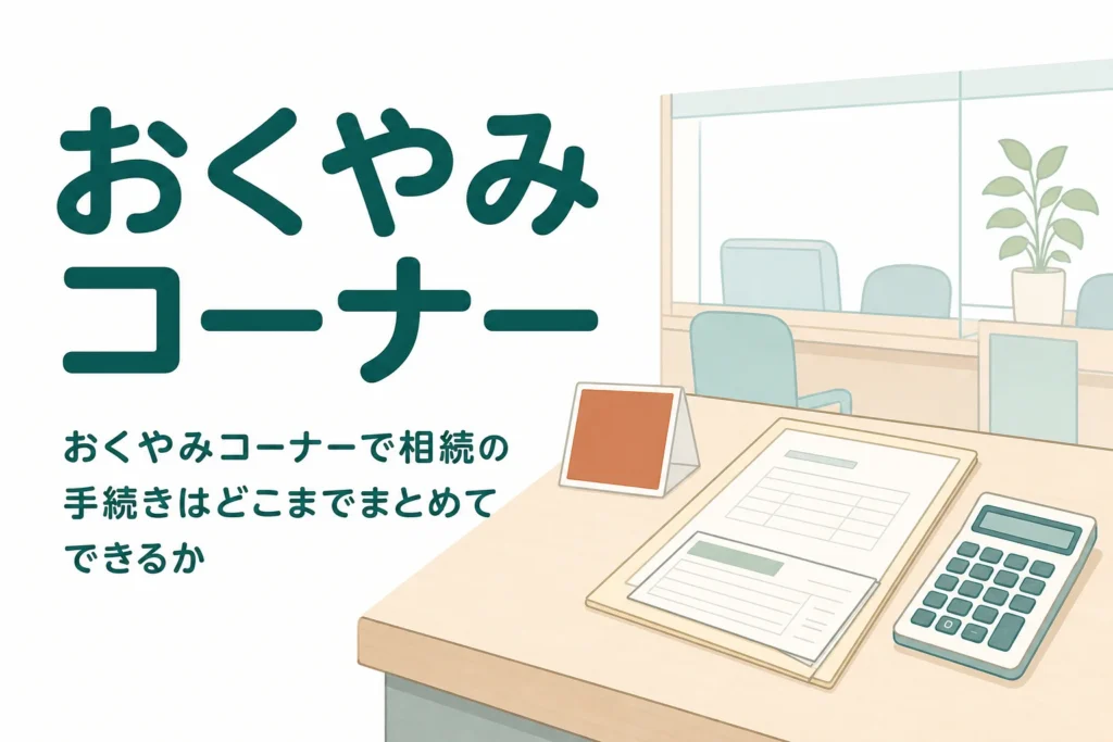 おくやみコーナーで相続の手続きがどこまでまとめてできるかを解説する記事のアイキャッチ