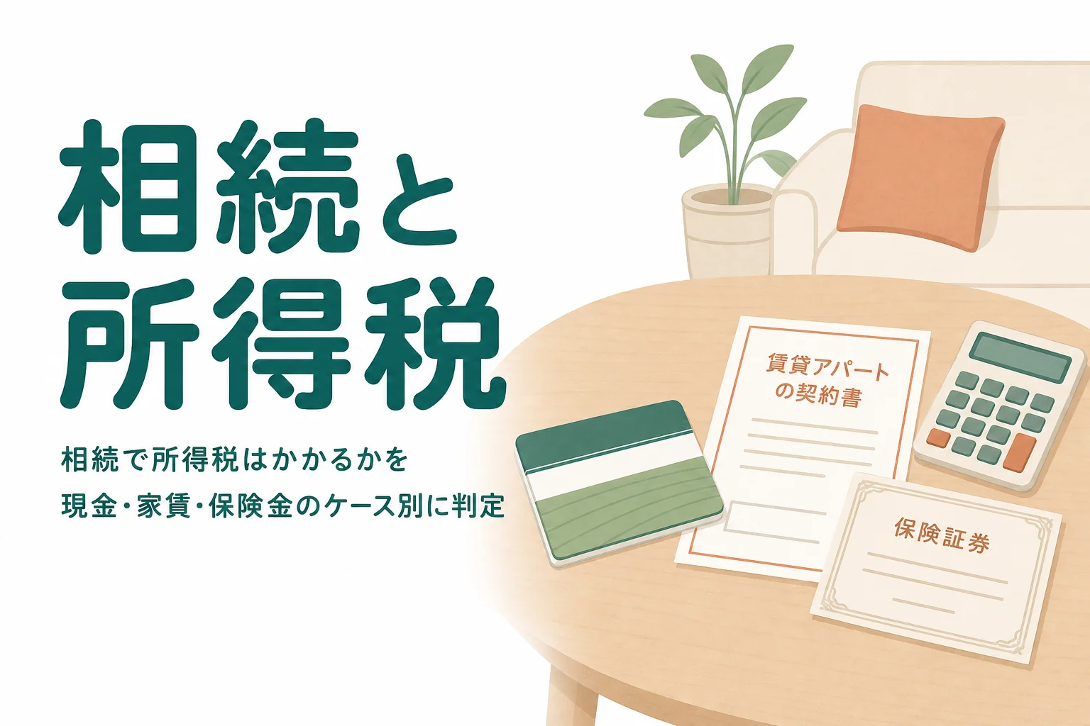 相続で所得税がかかるかを受け取る物のケース別に判定する記事のアイキャッチ