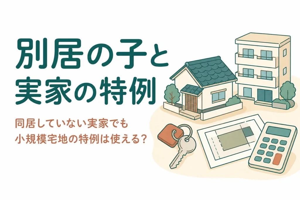 親と同居していない子が実家を相続した時に小規模宅地等の特例を使えるかを解説する記事のアイキャッチ