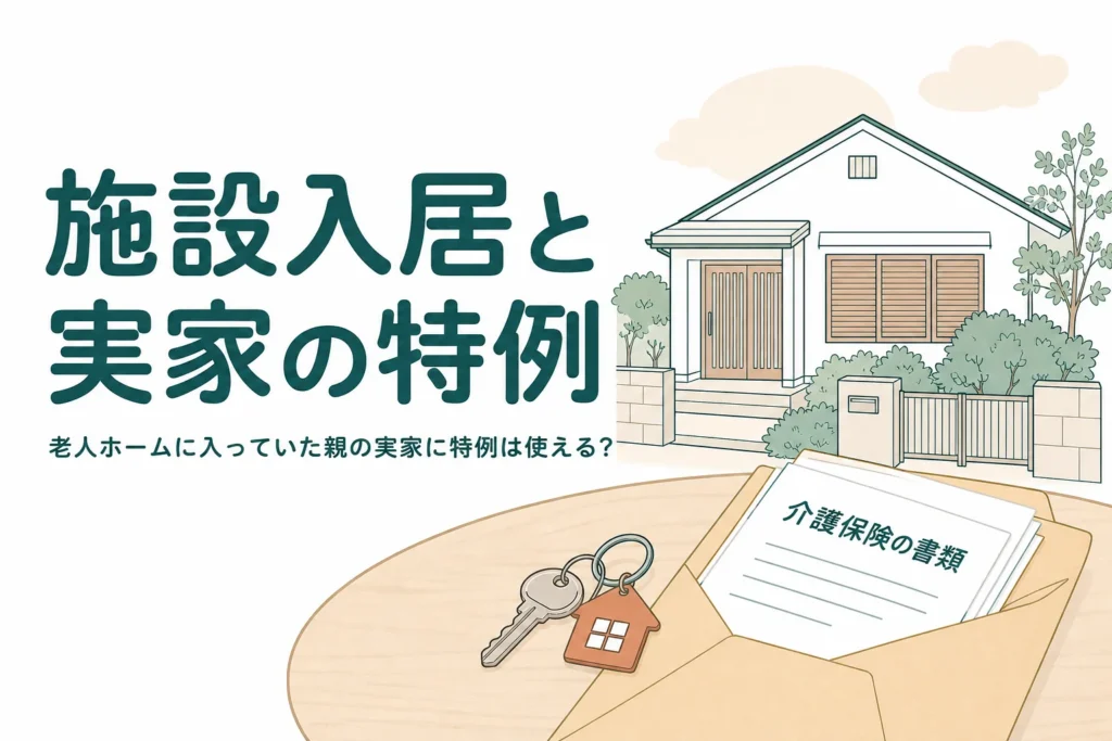 親が老人ホームに入っていた場合に実家に小規模宅地等の特例を使えるかを解説する記事のアイキャッチ