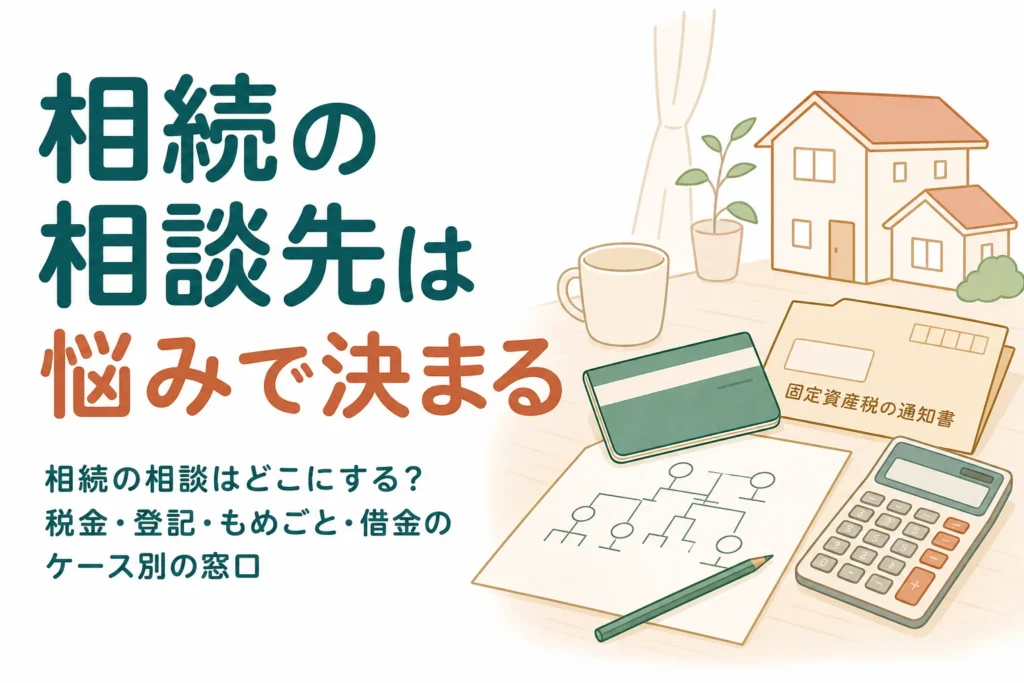 相続の相談先を悩みの種類ごとに紹介する記事のアイキャッチ