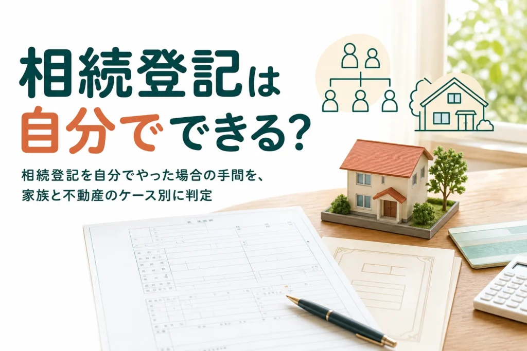 相続登記を自分でやった場合の手間を家族と不動産のケース別に判定する記事のアイキャッチ