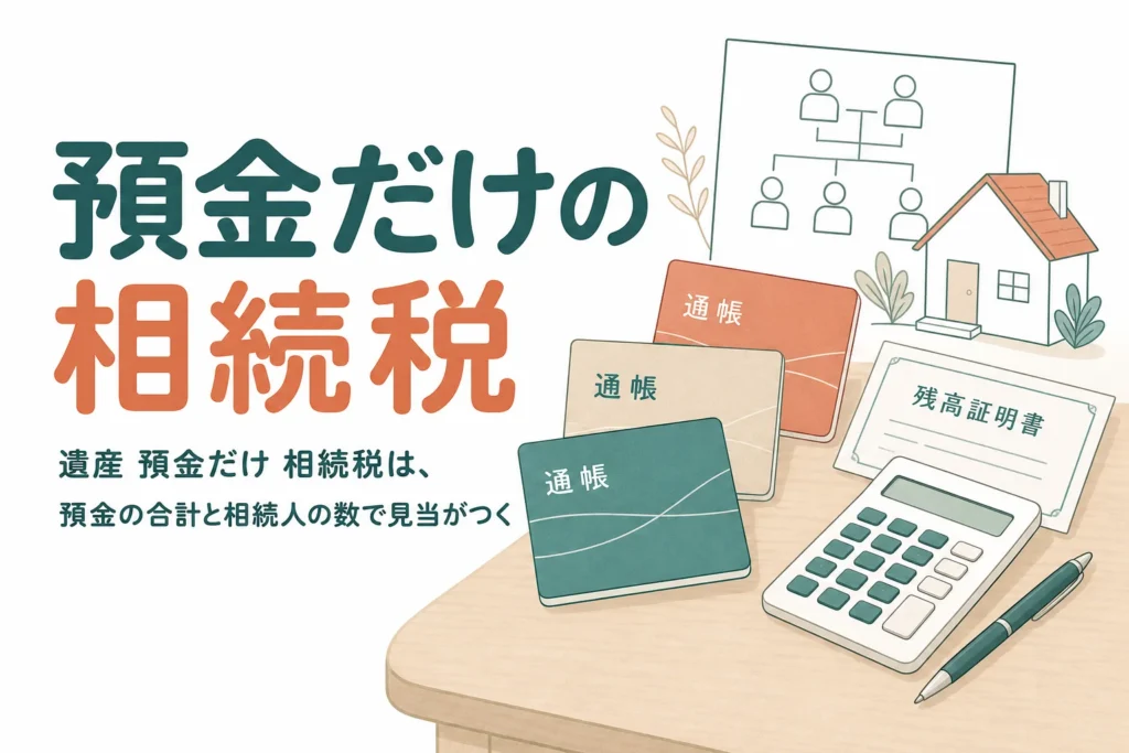 遺産が銀行の預金だけの場合の相続税の計算と申告の流れを解説する記事のアイキャッチ