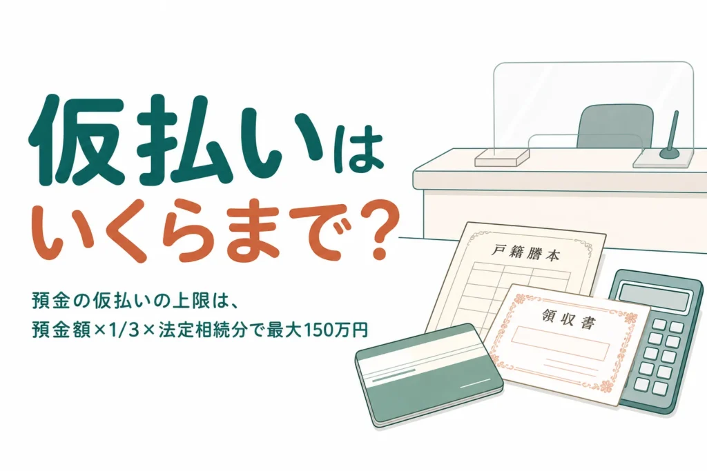 遺産分割前に預金を一部引き出せる仮払い制度の上限額を、家族構成ごとに解説する記事のアイキャッチ