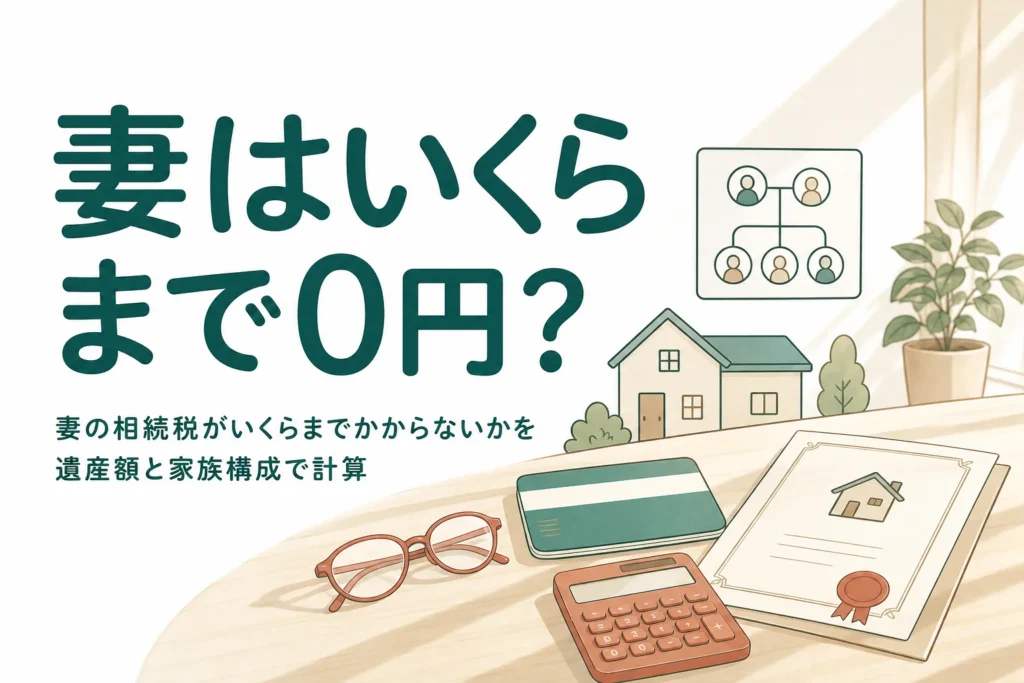 妻が相続した時に相続税がいくらまでかからないかを計算例で解説する記事のアイキャッチ