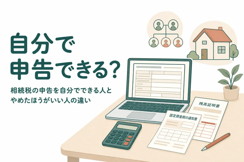 相続税の申告を自分でできるかどうかをケース別に判定する記事のアイキャッチ