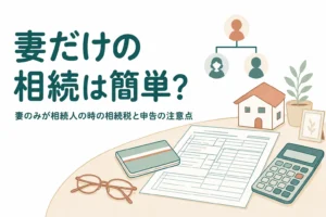 妻だけが相続人の時の相続税と申告の注意点を解説する記事のアイキャッチ
